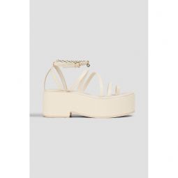 Chain-embellished leather platform sandals