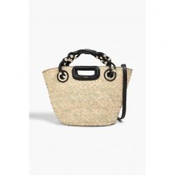 Leather-trimmed straw tote