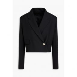 Cropped double-breasted twill blazer