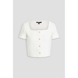 Cropped cotton-blend tweed top