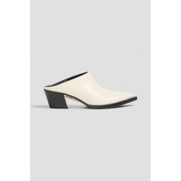 Downtown glossed-leather mules