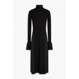 Duperre crepe and ribbed-knit turtleneck midi dress