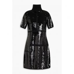 Sequined wool-blend turtleneck mini dress