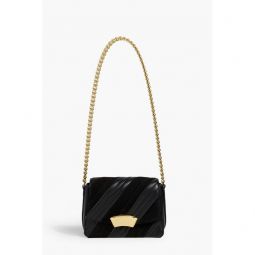 ID quilted leather and suede shoulder bag