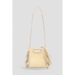 Fringed croc-effect leather shoulder bag
