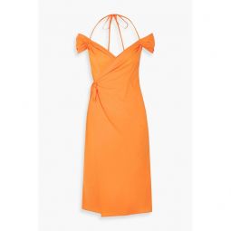 Romeo cold-shoulder cotton midi wrap dress