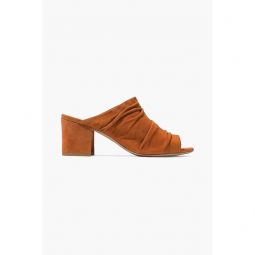 Ruched suede mules