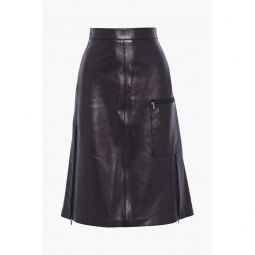 Zip-detailed metallic leather skirt